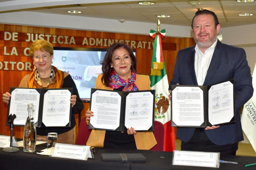 LA MAGDALENA CONTRERAS Y EL TRIBUNAL DE JUSTICIA ADMINISTRATIVA DE LA CIUDAD DE MÉXICO FIRMAN CONVENIO DE COLABORACIÓN.